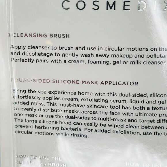 Cosmedix Cleansing + Silicone Mask Applicator 2pc Brush Set Silver White NIB - Picture 3 of 9
